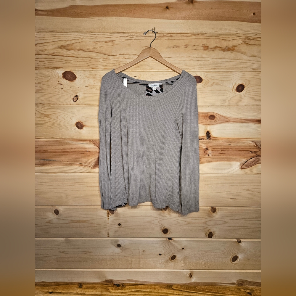 Umgee Beige Long Sleeve With Leopard Print On Back Size M